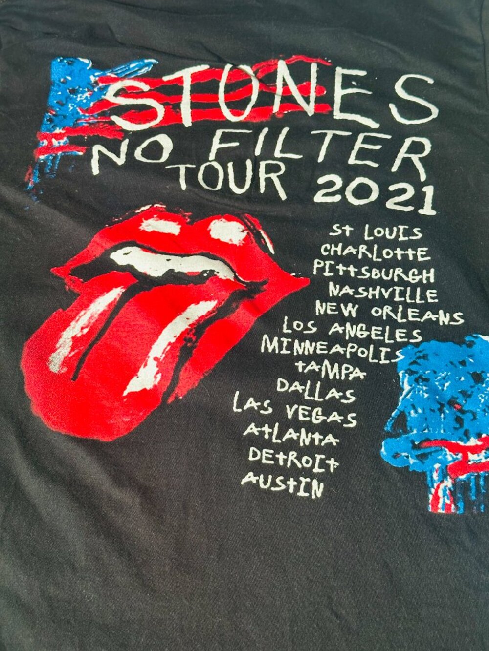 Rolling Stones 2021 No Filter Tour USA Black T-Shirt Size Medium - No Tag - Picture 4 of 7